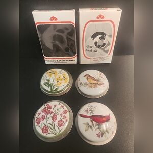 Funny Design Note Holders x 4 W Germany Magnet Zettel-Halter Boxes Flowers Birds